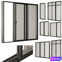 Black Sliding - Windows Set 31 3D Model Vray, Corona