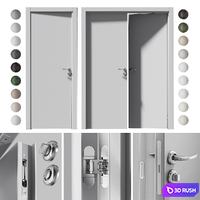 Volkhovets PLANUM doors with hidden hinges and opening/closing rig 3D Model Corona