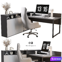 Office Composition | 2 | Workplace 3D Model Vray, Corona