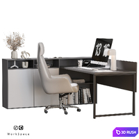 Office Composition | 2 | Workplace 3D Model Vray, Corona