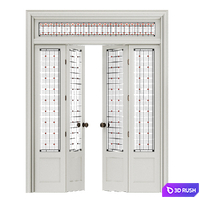 Door with stained glass 3D Model Corona