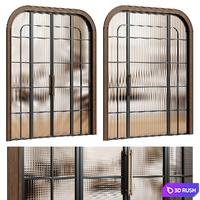 Arched glass door - Interior door 255 - Art deco door 3D Model Vray, Corona