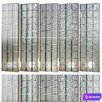 Partitions made of glass blocks 3D Model Vray, Corona