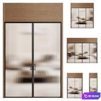 Sliding door - Interior door 280 - fluted glass door 3D Model Vray, Corona
