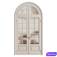Arched classic door - interior door 281 - glass double door 3D Model Vray, Corona