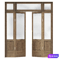 Double door with ribbed glass 3D Model Corona