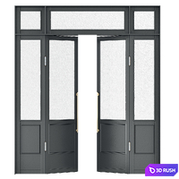 Double door with ribbed glass 3D Model Corona