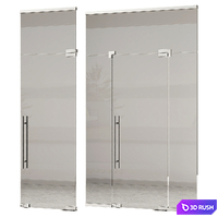 Swinging Glass Doors - office door - interior door 3D Model Vray, Corona
