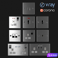 UK Switches and Sockets 3D Model Vray, Corona
