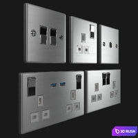 UK Switches and Sockets 3D Model Vray, Corona
