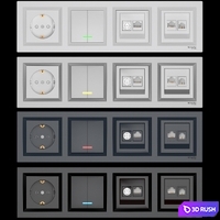 Switches and Schneider Electric sockets of the Asfora series 3D Model Vray