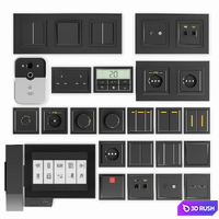 Black switches and sockets 3D Model Vray, Corona