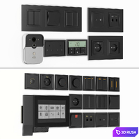 Black switches and sockets 3D Model Vray, Corona