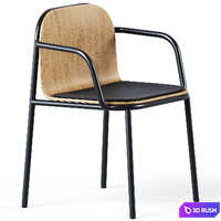 Wooden Upholstered Shell Armrest Chair by Annud 3D Model Corona