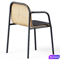 Wooden Upholstered Shell Armrest Chair by Annud 3D Model Corona