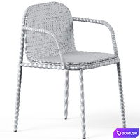 Wooden Upholstered Shell Armrest Chair by Annud 3D Model Corona