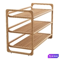 Bamboo Shoe Storage 3D Model Vray, Corona