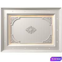 Modern coffered illuminated ceiling set Art Deco style 3D Model Vray, Corona