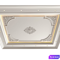 Modern coffered illuminated ceiling set Art Deco style 3D Model Vray, Corona
