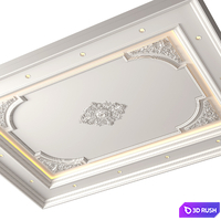 Modern coffered illuminated ceiling set Art Deco style 3D Model Vray, Corona