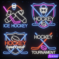 Neon hockey attributes 3D Model Vray, Corona