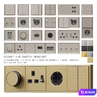 Metal cased sockets and switches 3D Model Vray, Corona