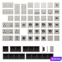 Metal cased sockets and switches 3D Model Vray, Corona