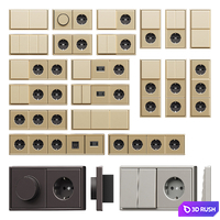 Metal cased sockets and switches 3D Model Vray, Corona