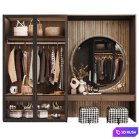 Wardrobe with mirror in the hallway 3D Model Corona