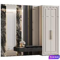 Hallway in Neoclassical style 37 (hooks, shoe rack, mirror) 3D Model Corona