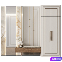 Hallway in Neoclassical style 37 (hooks, shoe rack, mirror) 3D Model Corona