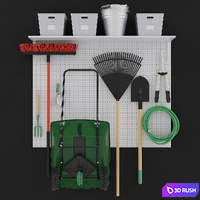 Garden tools 3D Model Vray