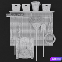Garden tools 3D Model Vray