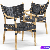 Canyon Leather And Rattan Chair 3D Model Vray