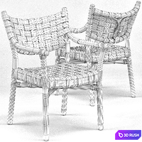 Canyon Leather And Rattan Chair 3D Model Vray