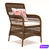 Marie wicker chair and Grace dining table 3D Model Vray