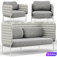 Capsule Outdoor Settee And Lounge Chair 3D Model Vray