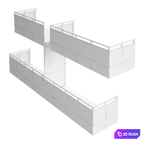Modular balcony x4 3D Model Vray