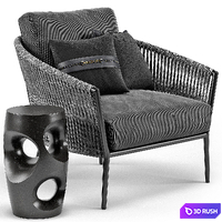 Catalina Outdoor Lounge Chair, Oly Studio Cosmo Side End Table 3D Model Vray