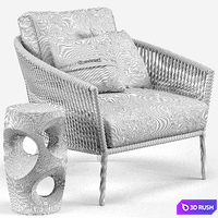 Catalina Outdoor Lounge Chair, Oly Studio Cosmo Side End Table 3D Model Vray