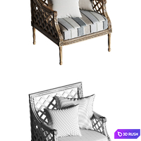 Massant outdoor furniture set 3D Model Vray, Corona