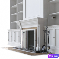 Shelving fireplace 3D Model Corona