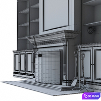 Shelving fireplace 3D Model Corona