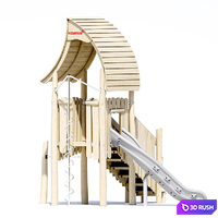 Kompan.Play tower with slide &amp; curly climber. NRO1021 3D Model Vray, Corona
