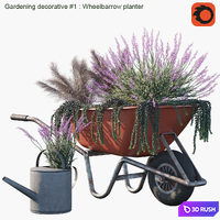 Gardening decorative # 1: Wheelbarrow planter 3D Model Corona