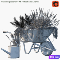 Gardening decorative # 1: Wheelbarrow planter 3D Model Corona