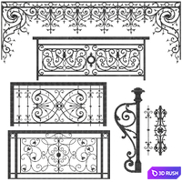 Ornamental iron castings 3D Model Vray