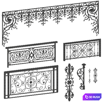 Ornamental iron castings 3D Model Vray