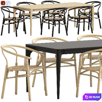 Globewest Avery Maja Armchair and Huxley Curve Table 3D Model Vray, Corona