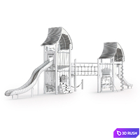 Twin tower wizard Kompan 3D Model Corona